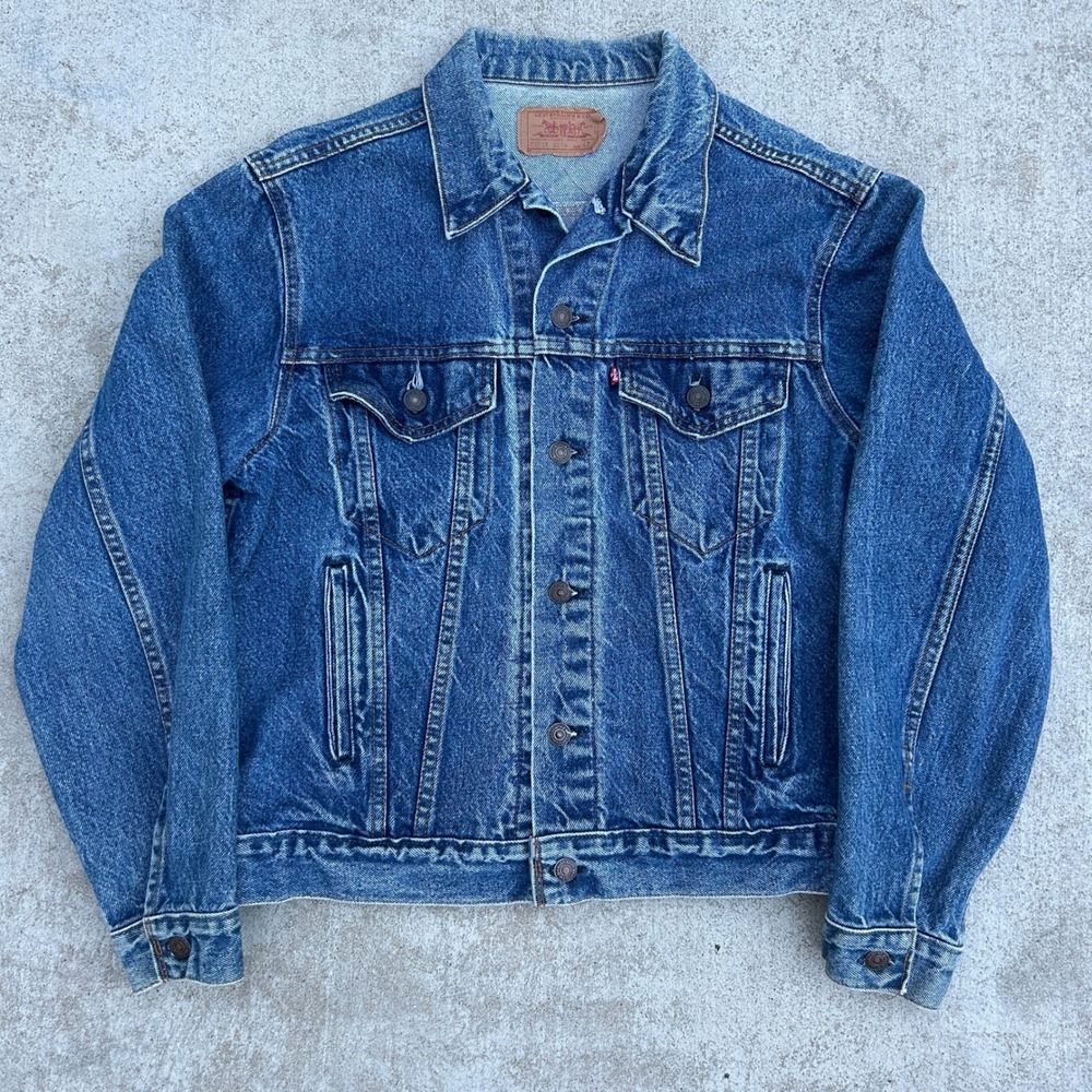 Levis 70506 0216 Denim Trucker Jacket 42 Dark Indigo Vintage 90s Made In USA Men
